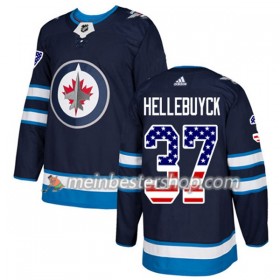 Winnipeg Jets Connor Hellebuyck 37 Adidas 2017-2018 Marineblau USA Flag Fashion Trikot Authentic - Herren